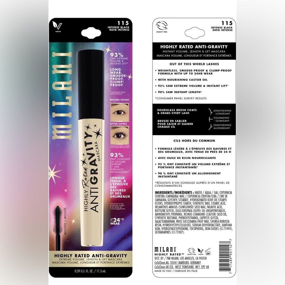 NEW Unopened Milani Highly Rated Anti-Gravity Black Mascara - Picture 6 of 6